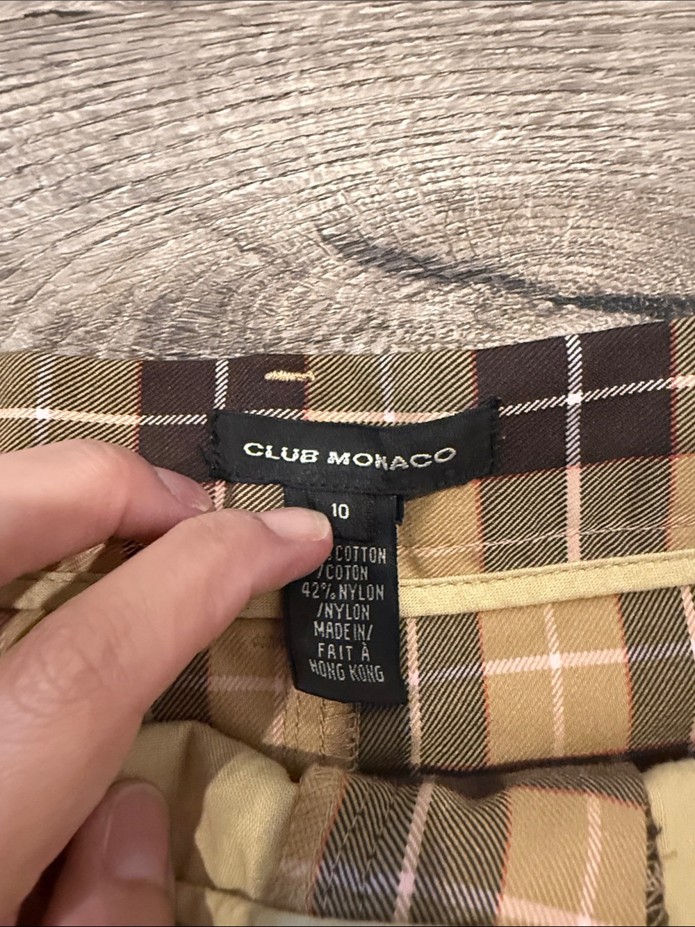Club Monaco Tan and Black Plaid Midi Skirt with Light Pink Accents - Picture 3 of 6